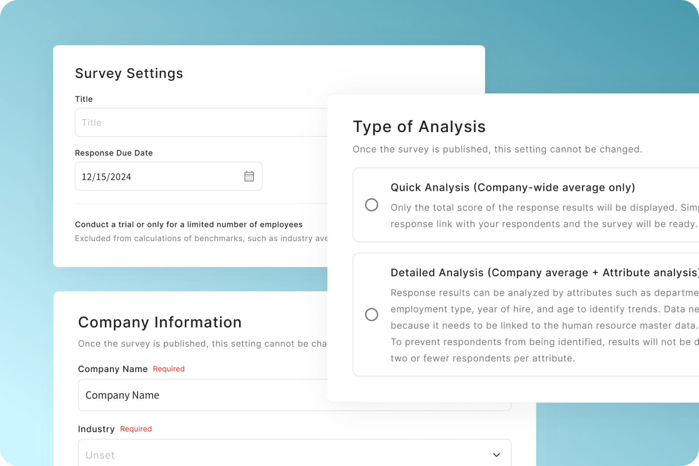 Survey creation screen